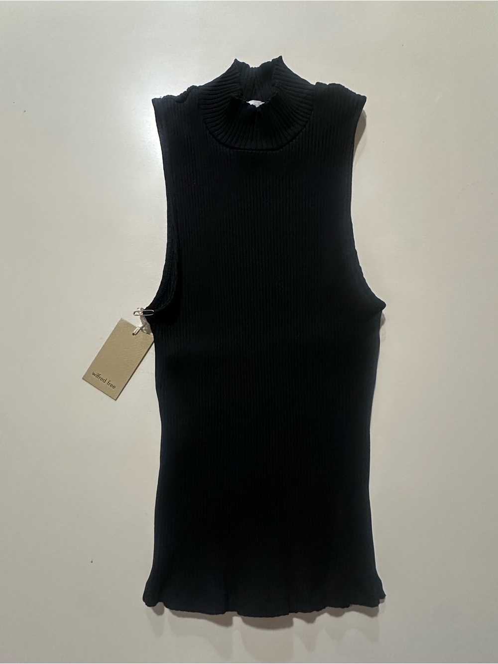 Wilfred Black Ribbed Mock Neck Sleeveless Tank